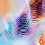 Abstract colorful 3D wave pattern with flowing lines and gradient hues of blue, purple, and orange.