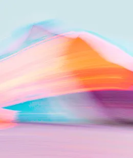 Abstract smooth pastel colors blend in flowing shapes with dominant orange and blue tones.
