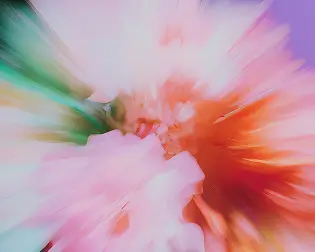Abstract vibrant color burst with pink, orange, green, and white blending dynamically.